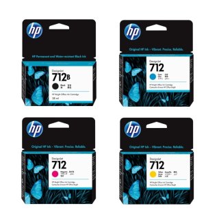 HP 712 712B 純正インク ブラック/カラー 4色セット 80/29mL 各1 計4個