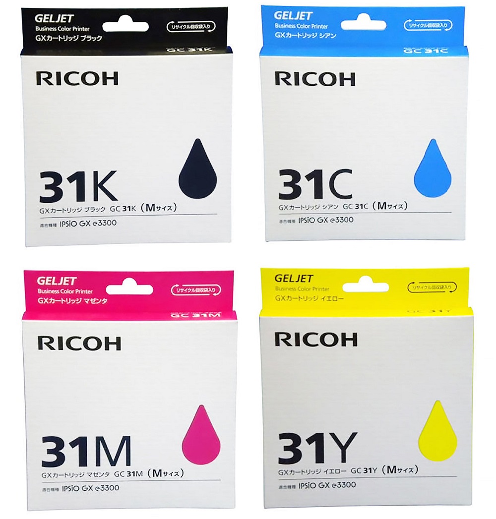 RICOH　GC31K/C/M/Y　中容量　Mサイズ　純正インクカートリッジ　4色セット　リコー